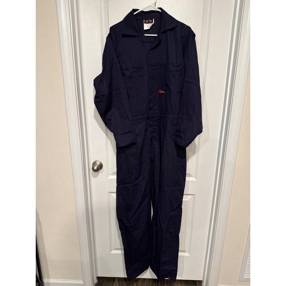 Saf-Tech Flame Resistant Coveralls Navy Blue Mens Medium 38-40 ATPV 11.5 CJ 1625
